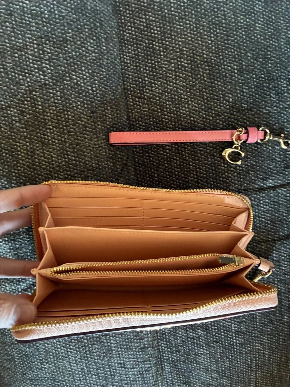 Coach Pink Floral Zip Wristlet with Detachable Strap